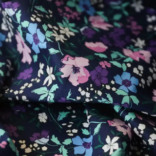 Italian Fashion Designer Floral Blue Non-Stretch Cotton Plain Woven DS03620