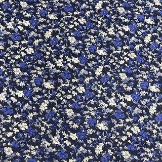 Japanese Fashion Designer Floral Blue Non-Stretch Cotton Broadcloth Poplin DS03622