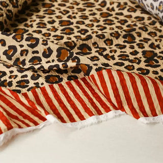 Italian Fashion Designer Animal Brown Non-Stretch Salt Shrinking / Puckered Cotton Seersucker DS03624