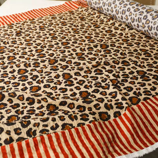 Italian Fashion Designer Animal Brown Non-Stretch Salt Shrinking / Puckered Cotton Seersucker DS03624
