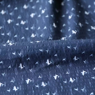 Italian Fashion Designer Conversational Blue Non-Stretch Salt Shrinking / Puckered Cotton Seersucker DS03625