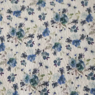 Japanese Fashion Designer Floral Blue Non-Stretch Salt Shrinking / Puckered Cotton Seersucker DS03626