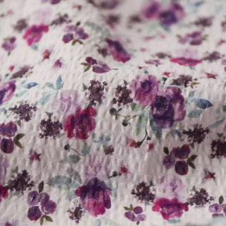 Japanese Fashion Designer Floral Purple Non-Stretch Salt Shrinking / Puckered Cotton Seersucker DS03627
