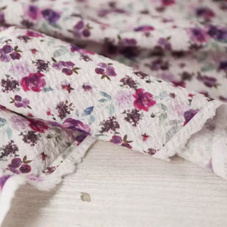 Japanese Fashion Designer Floral Purple Non-Stretch Salt Shrinking / Puckered Cotton Seersucker DS03627