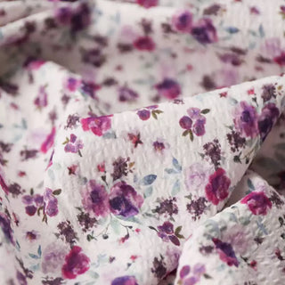 Japanese Fashion Designer Floral Purple Non-Stretch Salt Shrinking / Puckered Cotton Seersucker DS03627