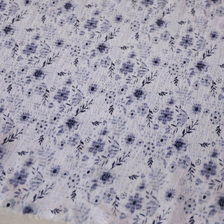 Japanese Fashion Designer Floral Purple Non-Stretch Salt Shrinking / Puckered Cotton Seersucker DS03631
