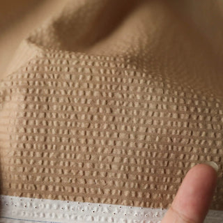Japanese Fashion Designer Solid Brown Non-Stretch Cotton Seersucker DS03632