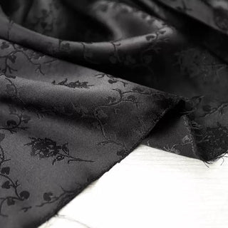 Italian Fashion Designer Floral Black Non-Stretch Tencel™ / Lyocell Cotton Blended Jacquard Satin DS03635