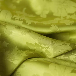 Italian Fashion Designer Floral Chartreuse Non-Stretch Tencel™ / Lyocell Cotton Blended Jacquard Satin DS03636