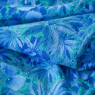 Italian Fashion Designer Floral Blue Non-Stretch Tencel™ / Lyocell Cotton Blended Plain Woven DS03637