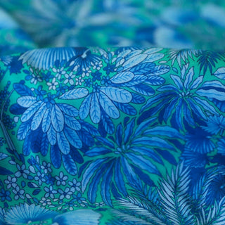 Italian Fashion Designer Floral Blue Non-Stretch Tencel™ / Lyocell Cotton Blended Plain Woven DS03637