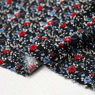 Italian Fashion Designer Floral Black Non-Stretch Tencel™ / Lyocell Cotton Blended Twill DS03638