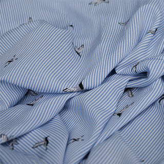 Korean Fashion Designer Stripes Blue Non-Stretch Tencel™ / Lyocell Cotton Blended Plain Woven DS03640