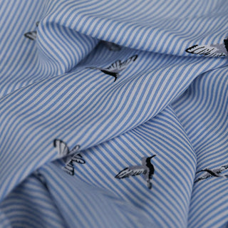 Korean Fashion Designer Stripes Blue Non-Stretch Tencel™ / Lyocell Cotton Blended Plain Woven DS03640