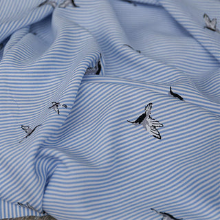Korean Fashion Designer Stripes Blue Non-Stretch Tencel™ / Lyocell Cotton Blended Plain Woven DS03640