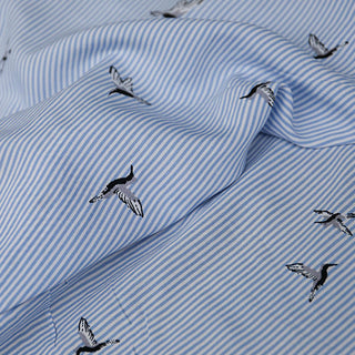 Korean Fashion Designer Stripes Blue Non-Stretch Tencel™ / Lyocell Cotton Blended Plain Woven DS03640