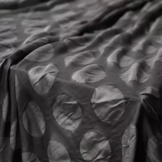 Japanese Fashion Designer Polka Dot Gray Non-Stretch Salt Shrinking / Puckered Triacetate Polyester Blended Jacquard Satin DS03641