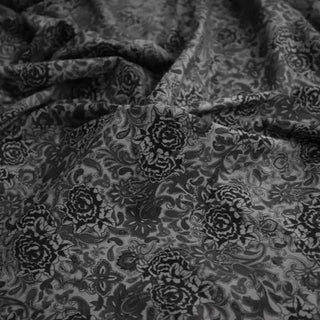 Italian Designer Paisley Gray Stretch Cotton Elastane Blended Corduroy DS03643