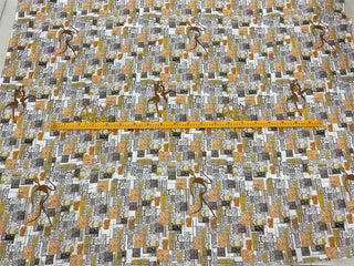 Yardblox Exclusive French Fashion Designer MISC pattern Yellow/Multi Color Non-Stretch Linen Jacquard DS06441 - Yardblox Fabrics