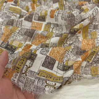 Yardblox Exclusive French Fashion Designer MISC pattern Yellow/Multi Color Non-Stretch Linen Jacquard DS06441 - Yardblox Fabrics