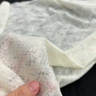 Italian Fashion Designer Floral Off-White Stretch Wool Polyester Blended Jacquard Lace DS06533