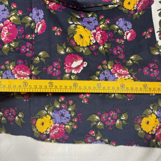 Korean Fashion Designer Floral Blue Non-Stretch Cotton Pinwale Corduroy DS06535