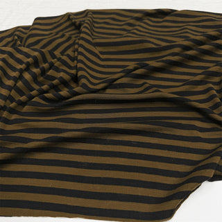 Italian Fashion Designer Stripes Brown Stretch Merino Wool Jersey DS06536