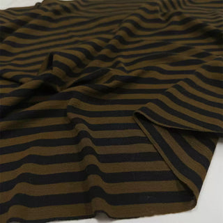 Italian Fashion Designer Stripes Brown Stretch Merino Wool Jersey DS06536