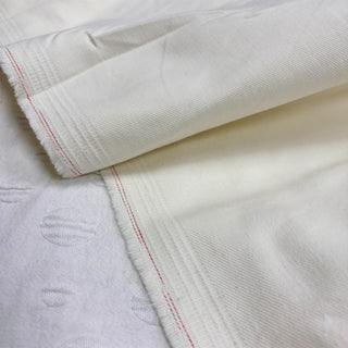 Japanese Fashion Designer Solid Off-White Stretch Sand Washed Cotton Elastane Blended Bull Denim Twill DS06539