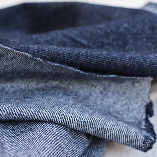 Japanese Luxury Designer Solid Blue Non-Stretch Wool Linen Blended Denim Twill DS06542