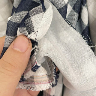 Japanese Fashion Designer Plaid Blue Non-Stretch Cotton Double Gauze DS06544