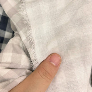 Japanese Fashion Designer Gingham Off-White Non-Stretch Cotton Double Gauze DS06546