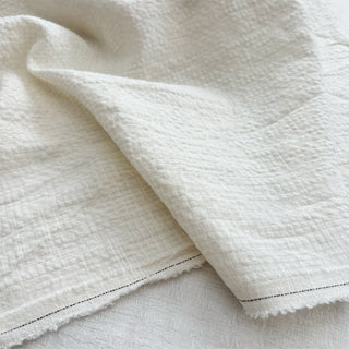 Belgian Fashion Designer Solid Off-White Non-Stretch Salt Shrinking / Puckered Hemp Cotton Blended Seersucker DS06550