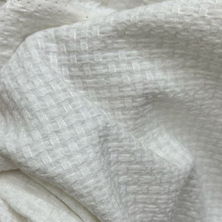 Belgian Fashion Designer Solid Off-White Non-Stretch Enzyme Washed Ramie Cotton Blended Dobby Jacquard DS06552