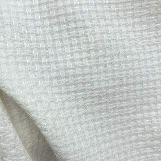 Belgian Fashion Designer Solid Off-White Non-Stretch Enzyme Washed Ramie Cotton Blended Dobby Jacquard DS06552