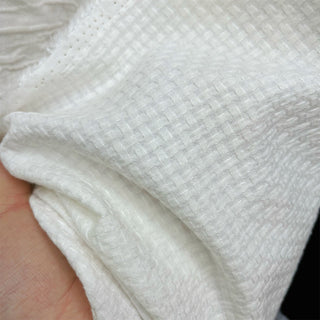 Belgian Fashion Designer Solid Off-White Non-Stretch Enzyme Washed Ramie Cotton Blended Dobby Jacquard DS06552