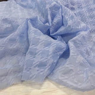 Japanese Fashion Designer Houndstooth Blue Non-Stretch Salt Shrinking / Puckered Cotton Seersucker DS06553