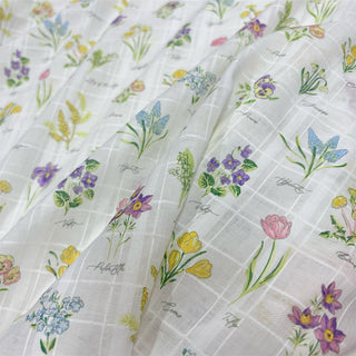 Belgian Fashion Designer Floral White Non-Stretch Cotton Ramie Blended Plain Woven DS06554