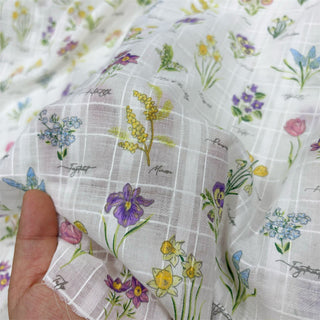 Belgian Fashion Designer Floral White Non-Stretch Cotton Ramie Blended Plain Woven DS06554