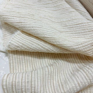 French Fashion Designer Solid Off-White Non-Stretch Sand Washed Organic Linen Cotton Blended Dobby Jacquard DS06611