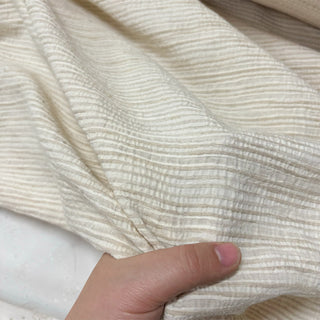 French Fashion Designer Solid Off-White Non-Stretch Sand Washed Organic Linen Cotton Blended Dobby Jacquard DS06611