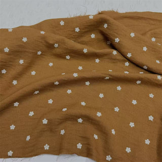 French Fashion Designer Floral Brown Non-Stretch Embroidery Linen Cotton Blended Plain Woven DS06612