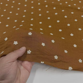 French Fashion Designer Floral Brown Non-Stretch Embroidery Linen Cotton Blended Plain Woven DS06612