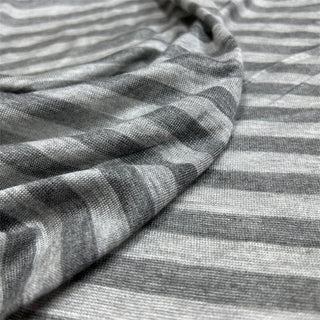 Japanese Luxury Designer Stripes Gray Stretch Mercerized Organic Linen Jersey DS06613