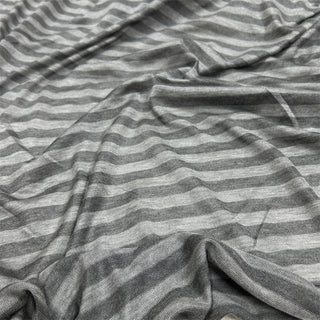 Japanese Luxury Designer Stripes Gray Stretch Mercerized Organic Linen Jersey DS06613