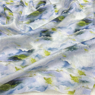 Japanese Fashion Designer Botanical Blue Non-Stretch Linen Tencel™ / Lyocell Blended Dobby Jacquard DS06614