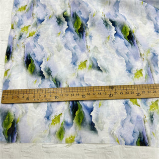 Japanese Fashion Designer Botanical Blue Non-Stretch Linen Tencel™ / Lyocell Blended Dobby Jacquard DS06614