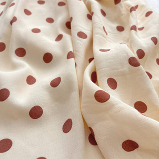 Japanese Fashion Designer Polka Dot Off-White Non-Stretch Sand Washed Cotton Plain Woven DS06617