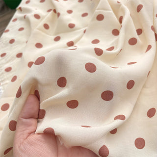 Japanese Fashion Designer Polka Dot Off-White Non-Stretch Sand Washed Cotton Plain Woven DS06617