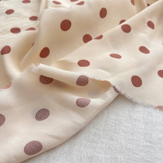 Japanese Fashion Designer Polka Dot Off-White Non-Stretch Sand Washed Cotton Plain Woven DS06617